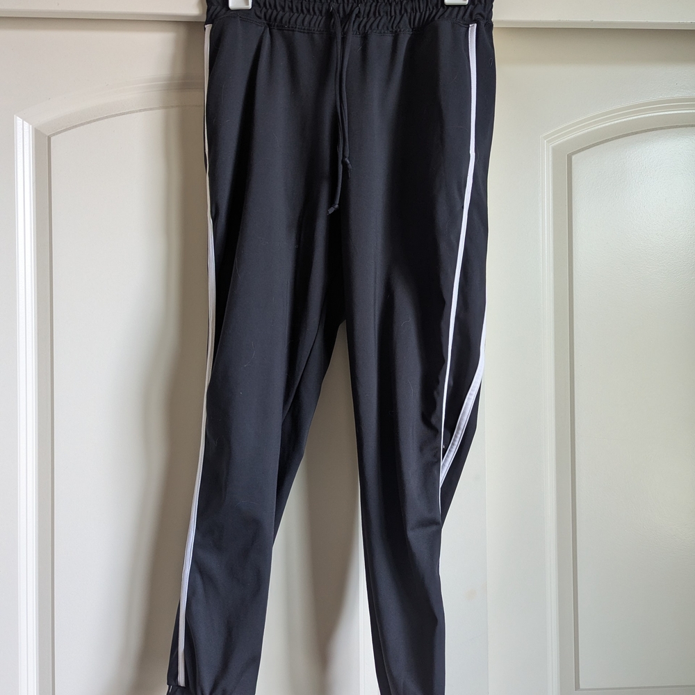 Women's Black Joggers with White Stripes